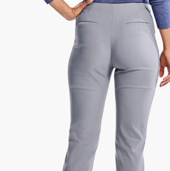 NIC+ZOE,NWT,Wonderstretch Straight Leg Pants Women's Size 14 Gray Flat Front - Picture 6 of 9